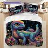 Dinosaur Pattern Bedding Quilt Set Quilt Cover Pillowcase Home Decoration Birthday Gift (1 * Duvet Cover + 2 * Pillowcase, Without Core)
