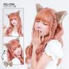 Fujitatsu Cat Ear Headband with Pins, Maid Cosplay, for Kids and Adults, Fluffy, Can be Used as a Headband or Pin, Yellow Gray x White, KDG148YEG-WHT