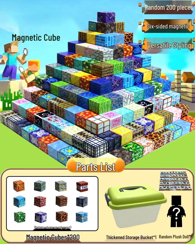 Magnetic Cube Building Blocks: Creative World for Kids - Gift Set with Storage Bucket