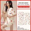 Women's Loose Summer Cartoon Pajama Set: Cute Short Sleeve Top & Long Pants for Spring/Autumn