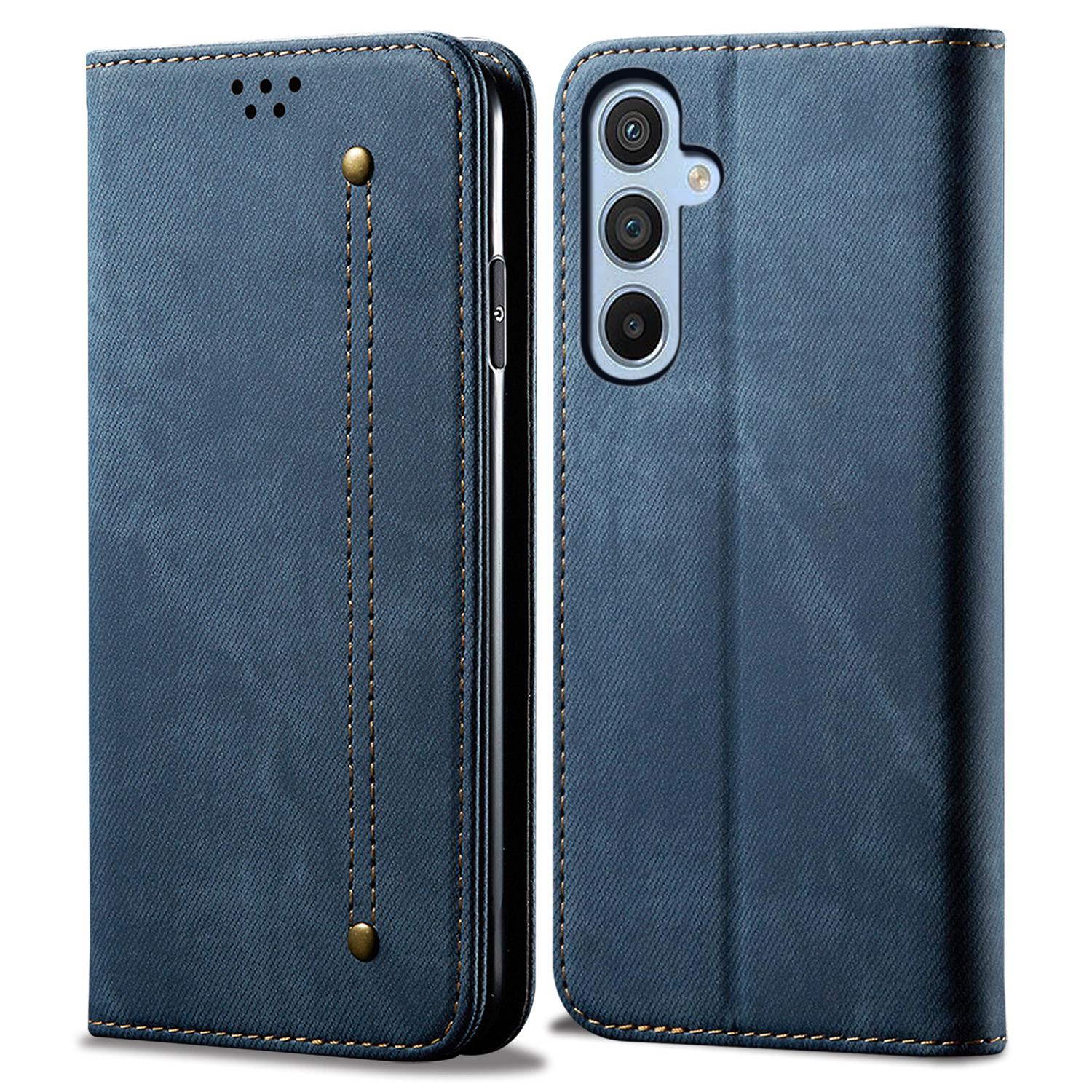 

For Samsung Galaxy A26 5G Case Jeans Cloth Texture Anti-Scratch Leather Stand Phone Cover B