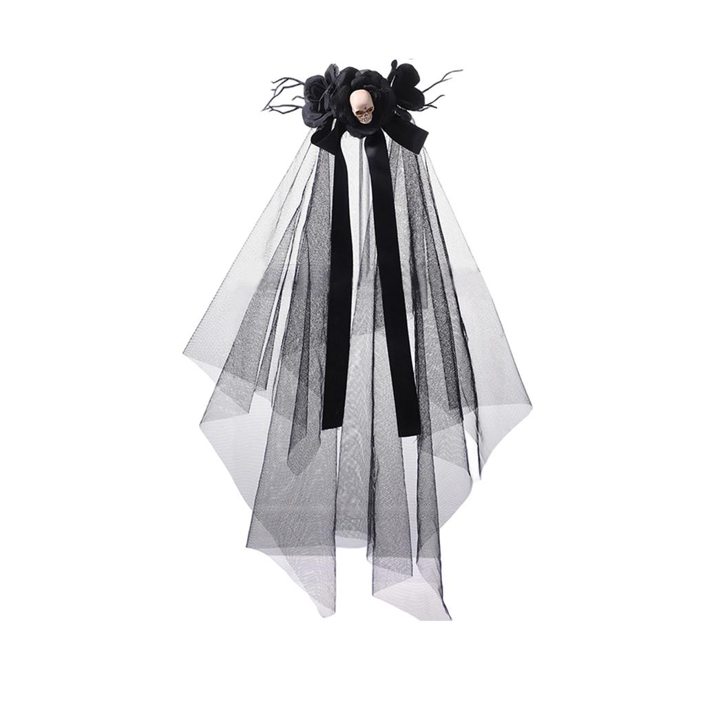 Adjustable Black Hairs Accessory Gothic Halloween Headpiece For Cosplay, Witch Costumes & Themed Parties