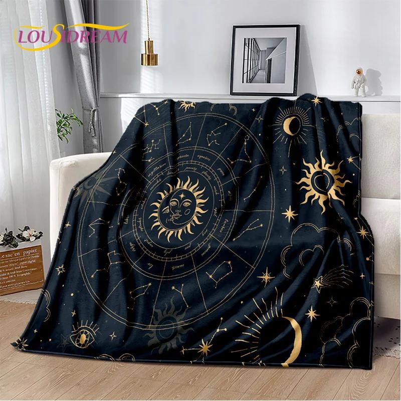 Sun Moon Mandala Magic Witchcraft Tarot Blanket,Soft Throw Blanket for Home Bedroom Bed Sofa Picnic Travel Office Cover Gift Kid