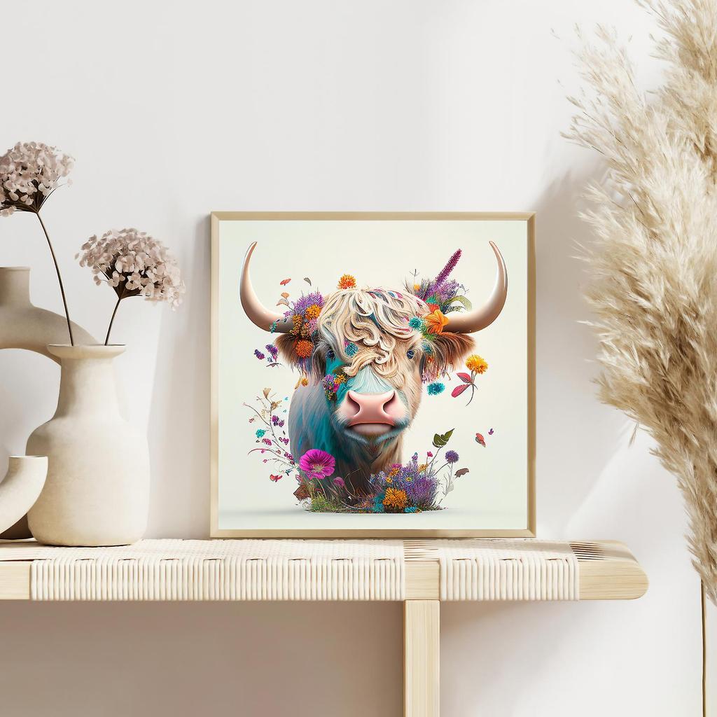 Highland Cattle Diamond DIY Painting Simple to Operate DIY Diamond Art Painting for Adults Children DIY Crafts