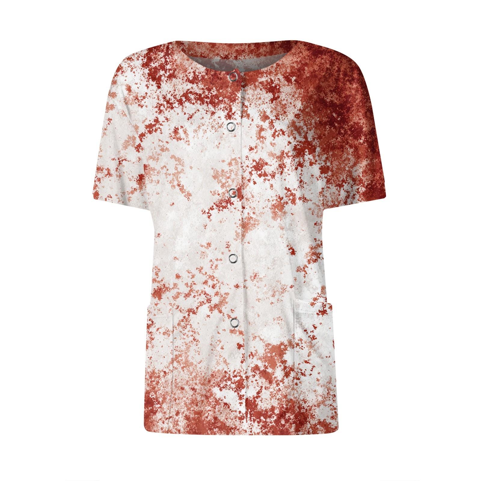 

Женские карманы с короткими рукавами и рисунком, воротник-стойка с рабочим принтом, однобортная защитная одежда, куртка-кардиган, топ XXL винный