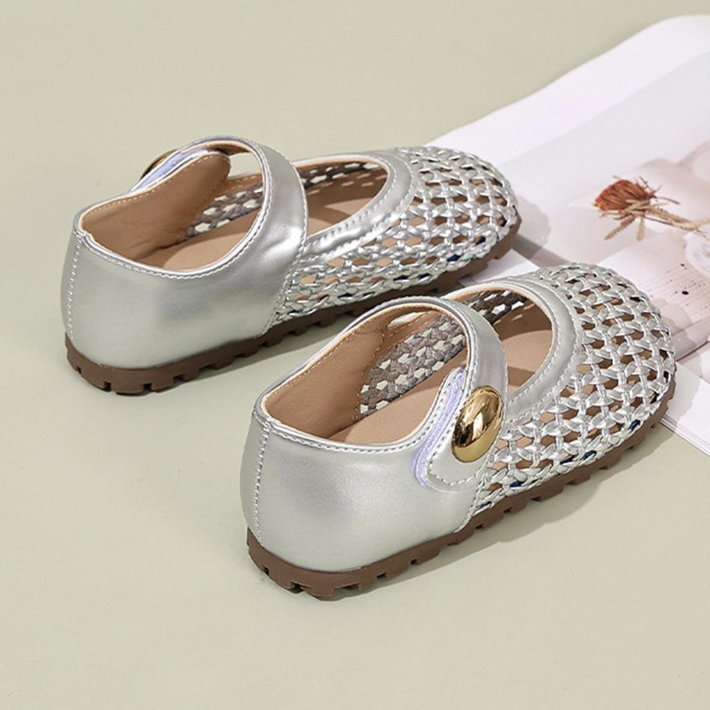 Girls Soft Sole Summer Sandals Closed Toe Breathable Woven Design Adjustable Strap Comfortable Fit Lightweight Shoes for Toddlers and Kids
