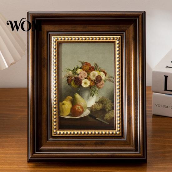 Zen Style Wall Hanging Frame Retro Photo Frame, Art Display Oriental Aesthetics Decor Decor, DIY Empty for Calligraphy Ink Paintings Photography