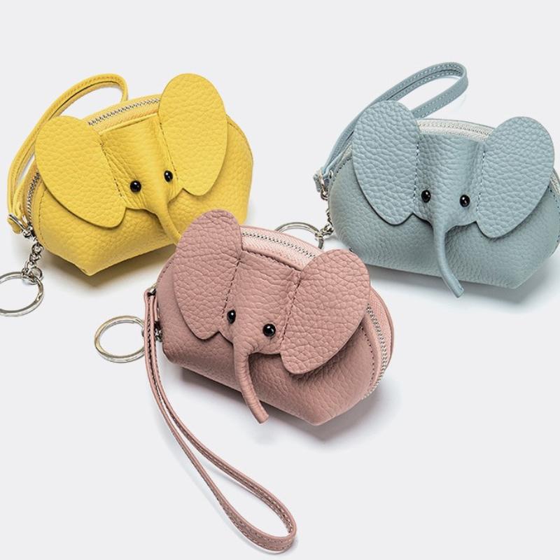 Cute Small Elephant Wallet Cosplay Anime Pu Purse Elephant Japanese Bag Backpack Pendant Creative Lipstick Zipper Card Bag
