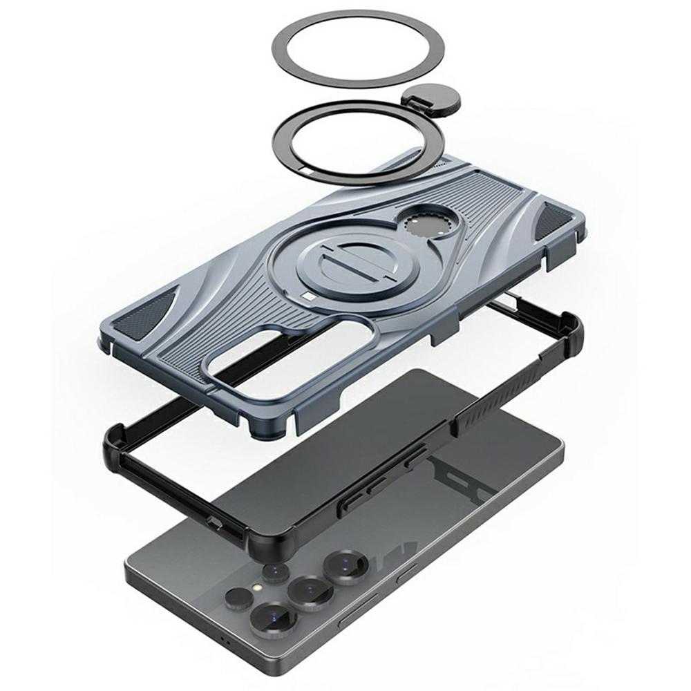 For Samsung Galaxy S26 Ultra Magnetic Case Rotating Kickstand TPU PC Shockproof Phone Back Cover