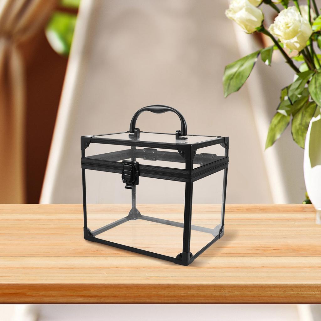 Vinyl Record Storage Box with Carry Handle Acrylic Album Organizer Case for Dust Free Display and Transport in Living Room Study