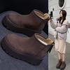 Snow Boots Women's Autumn Women's Shoes Casual Fashion Versatile Low-top Thick-soled Thick Velvet Thermal Boots Rear Zipper Women's Boots