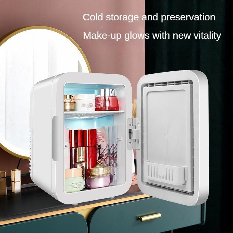 24 * 23 * 17.5cm Small Fridge With Makeup Mirror Mini Car Refrigerator Home & Car Dual-use Skin Care Products Refrigerating Equipment
