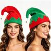 Samt-Elfenhut Weihnachtsdekorationen: Rot & Grün mit Glocke - Festlicher Partykopfschmuck