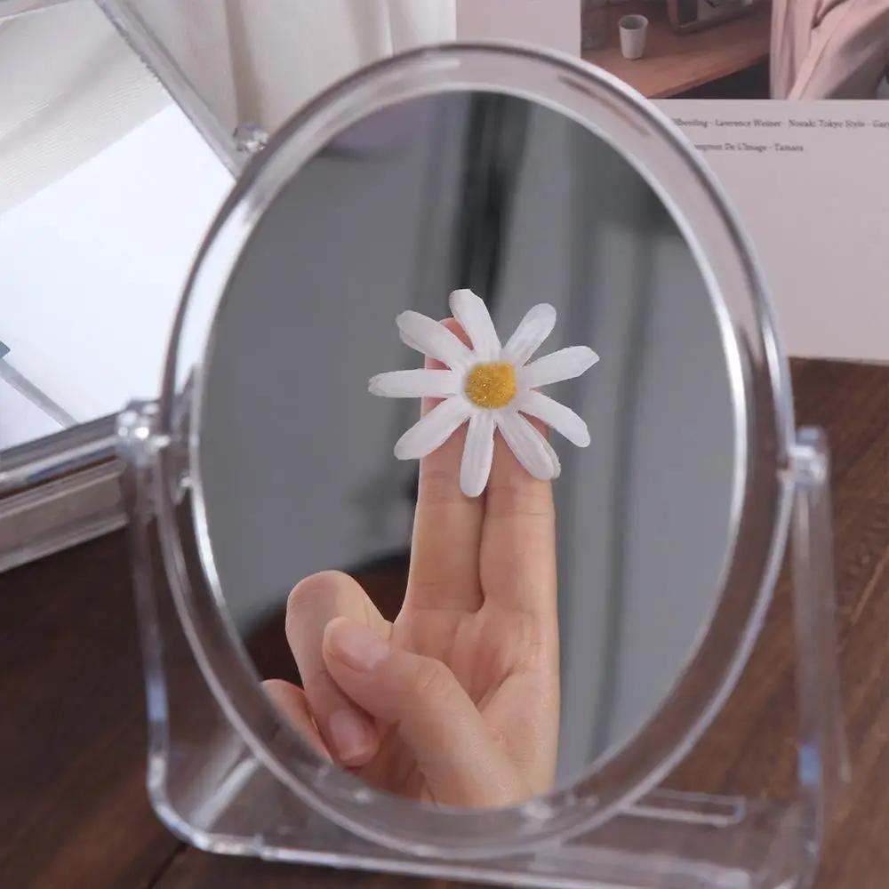 Foldable Desktop Makeup Mirror 360 Degree Rotating Princess Mirror Portable With Stand Square Round Mirror Home