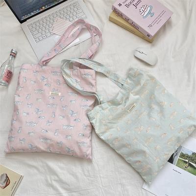 1 Cute Cartoon Printed Shoulder Bag, Summer New Large-capacity Handbag, Student Class Canvas Bag