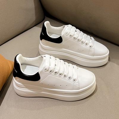 Aumento dell'altezza interna! Scarpine bianche da donna primavera nuove scarpe casual con piccola zeppa pelle taglia piccola scarpe da donna 3