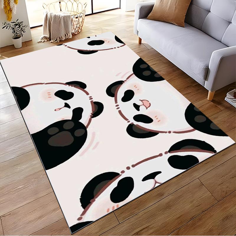 Cartoon Panda Pattern Carpet, Cute Animal Design, Soft Floor Rug Suitable for Use As an Anti-slip for Living Room Bedroom Sofas
