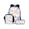 Shell Print Three Piece Backpacks Set for Boy and Girls Best Gifts 2D Flat Cartoon School Bag for Children