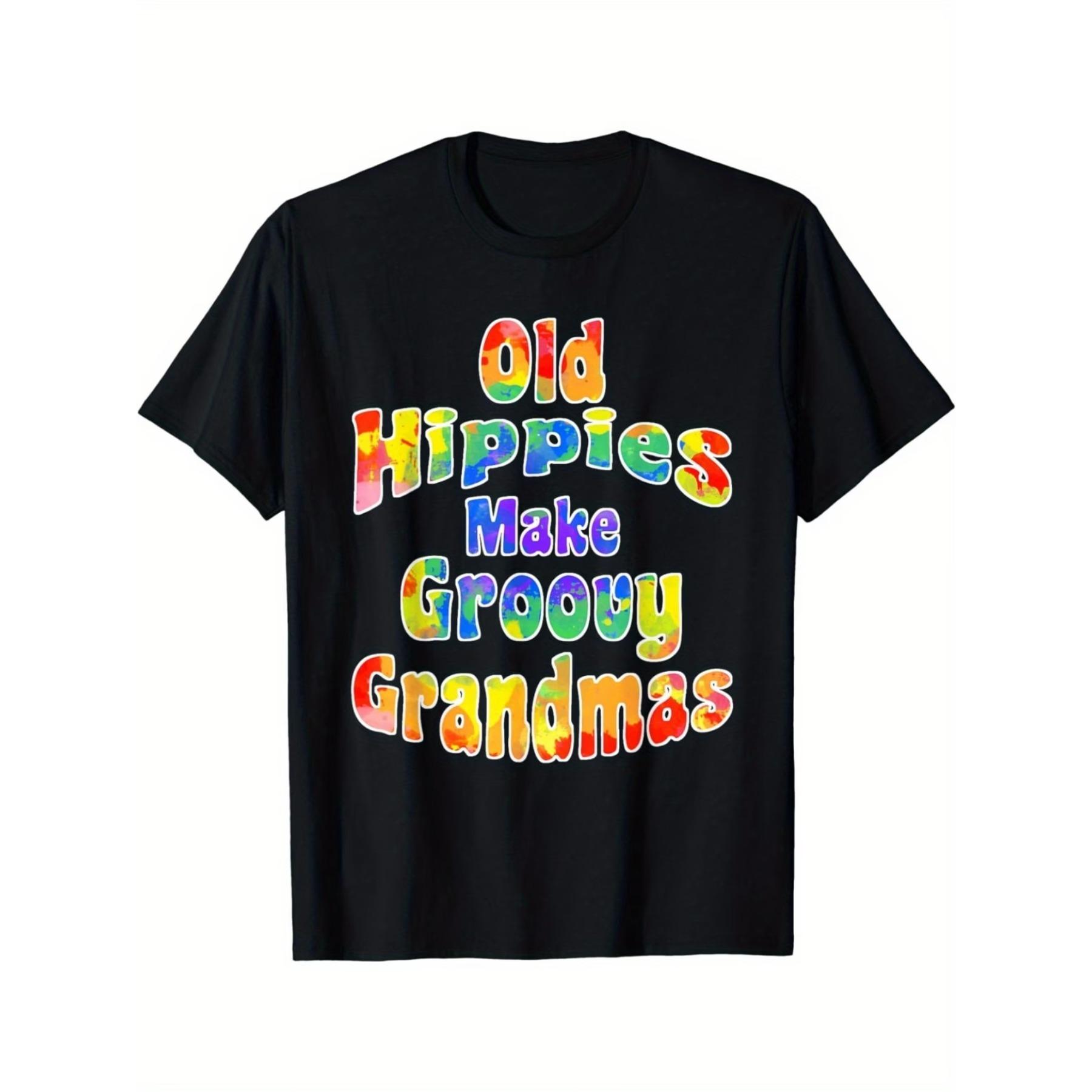 

Vintage Hippie Grandma T-Shirt - Old Hippies Make Groovy Grandmas Retro Graphic Tee S чёрный