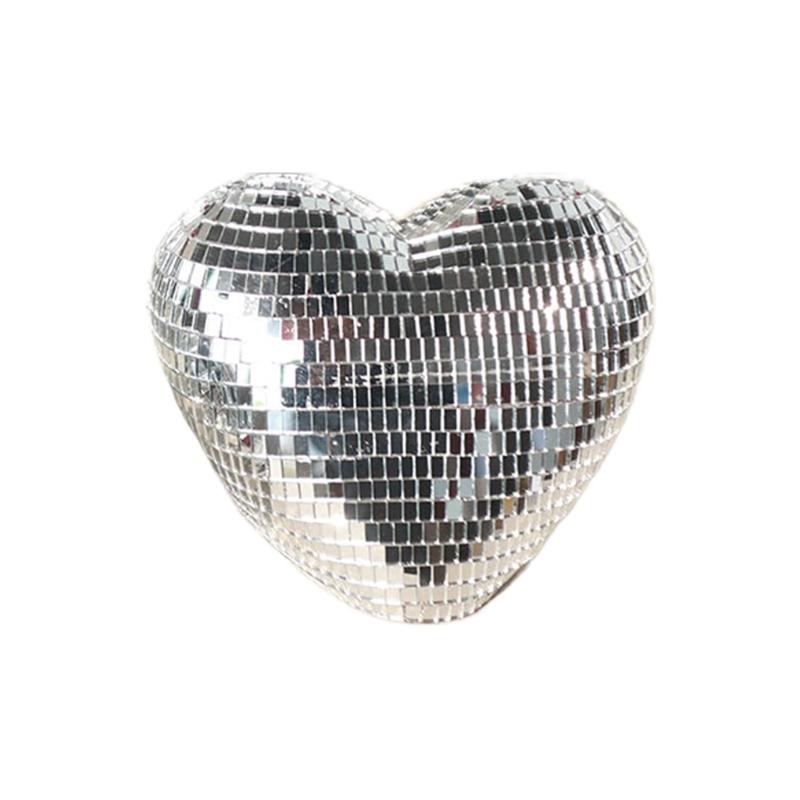 Valentines Day Inlaid Glass Heart Shape Discos Ball Nightlight LED Table Lamp Romantics Home Decoration Craft Gift