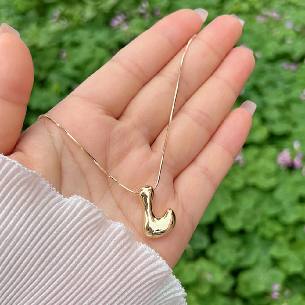 18K Gold Copper-Plated A-Z Balloon Bubble Alphabet Pendant Necklace, 2024 Stylish Glossy Design.