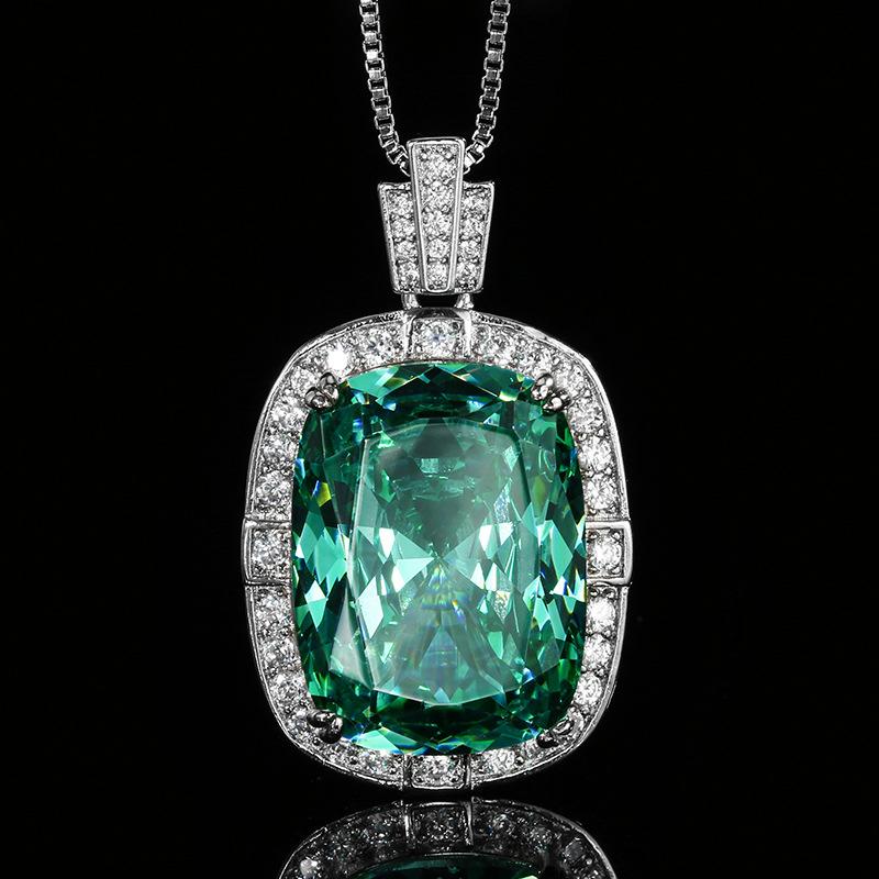 Jewelry Simulation Bird'S Nest Chepala Green Simple Fat Square Set Main Stone 15 * 20