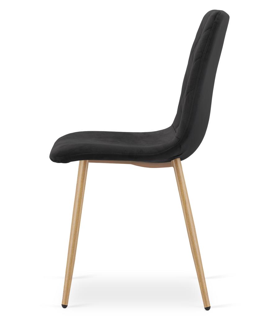 Turin Chair - Black Velvet / Wood Color Legs X 4