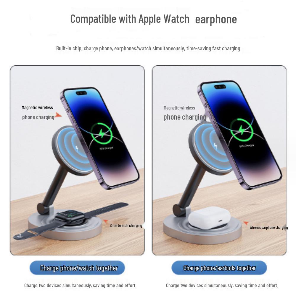 MagSafe Magnetic Wireless Charger & Stand for Phone, Earphones, and Watch