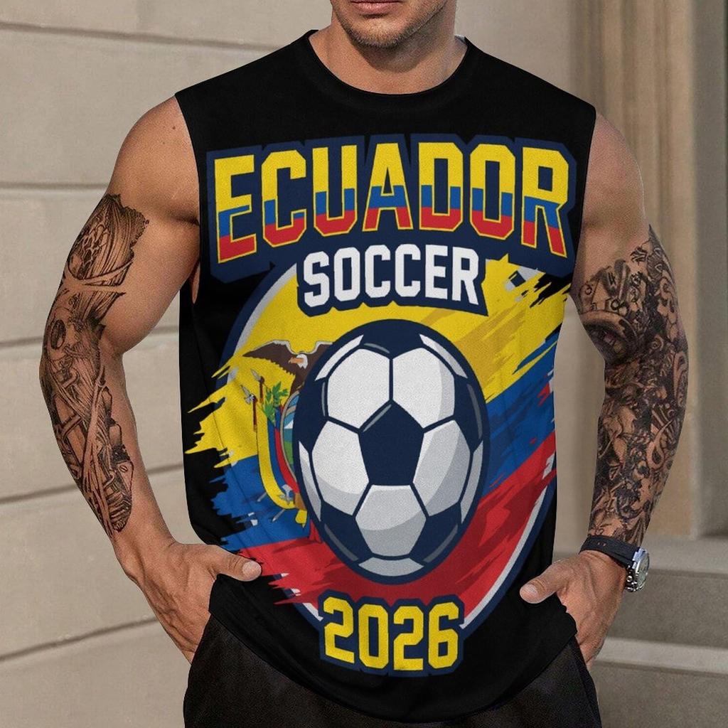 Men's Loose Fit Sleeveless Tank Top Soccer Themed Graphic Print Casual Sportswear Summer Shirt for Outdoor Activities