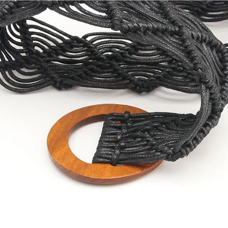 Ethnic Braided Waxed Cord Wide Belt For Women Stylish Adjustable Waistband With Tribal Design Comfortable Daily Wear