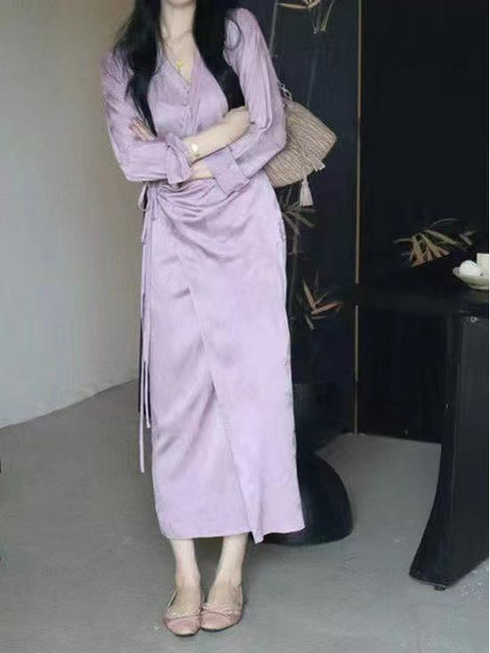 In Stock Spring/Summer 2026 High-End Chinese Style Qipao Dress with Diagonal Tie for Women