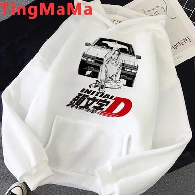 Gorące japońskie anime początkowe D bluzy unisex Kawaii Cartoon Harajuku zimowe ciepłe topy unisex Streetwear modne bluzy męskie unisex