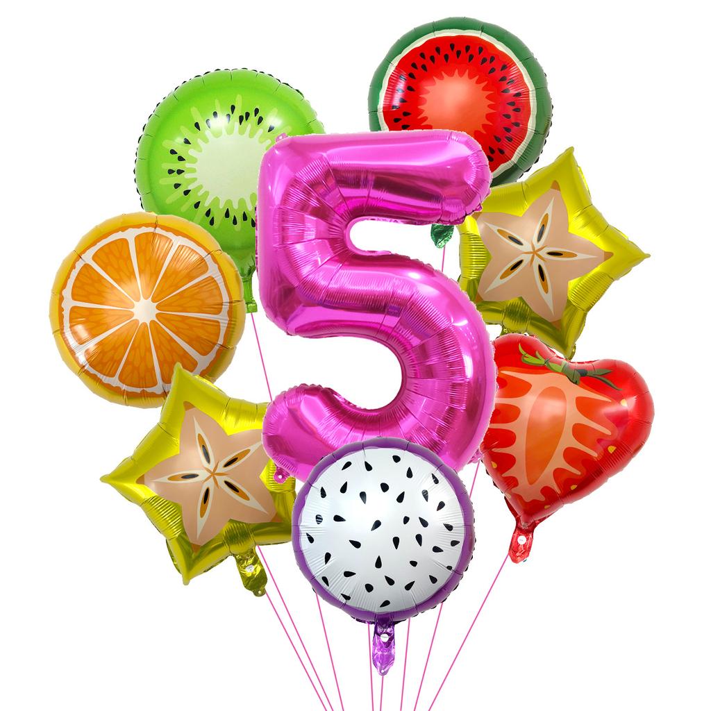 Fruit Theme Party Watermelon Orange Aluminum Film Balloon Set Children'S Birthday Party Arrangement