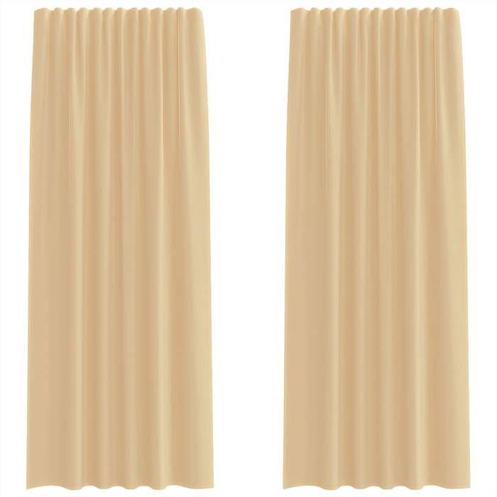 VidaXL Rideaux en voile avec boucles 2 pcs sable 140x245 cm, rideau en filet, rideau transparent, voile de fenêtre, 4102309