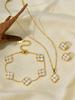 1 Set 18k Gold Plated Stainless Steel Fashion Lucky Clover Pendant Necklace Bracelet Earrings Set, Suitable For Women's Daily