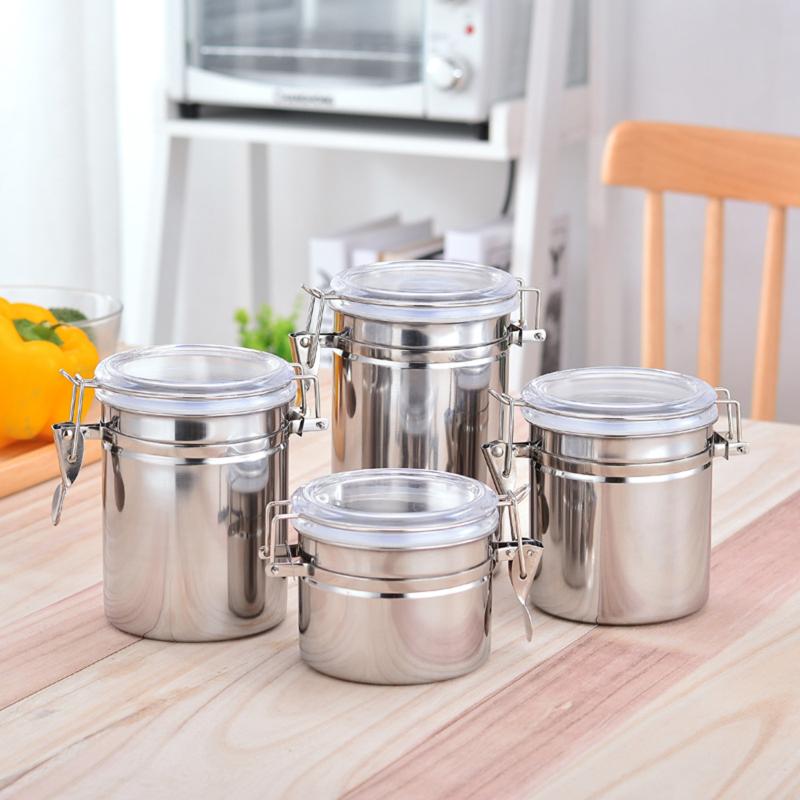 Kaffeebohnen Vakuumversiegelte Kanne, Rostfreier Stahl Lebensmittel Luftdichter Behälter Für Küchenutensilien Tragbare Getreidelagerdose Für Küche