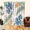 2 Stück Moderne Blätter-Blumenmuster Lichtfilternde Vorhangpaneele UV-beständig Pflegeleicht Transparente Vorhänge für Schlafzimmer Wohnzimmer