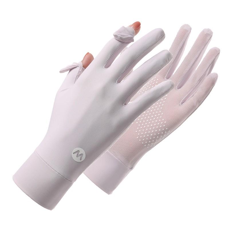 Womens UV Protection Driving Gloves With Flip Cover Breathable Nylon Mesh Anti-Slip Touchscreen Compatible
