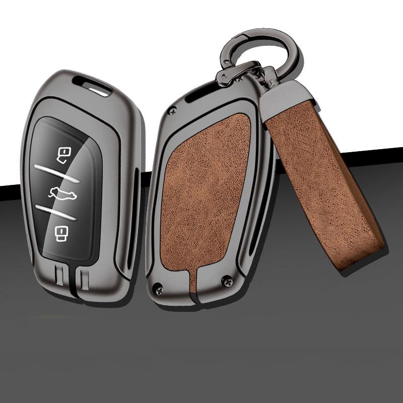 Leather Car Metal Key Case Cover For MG 4 2023 Mg4 Ev MG HS GT ZS EV ZX MG5 MG6 for Roewe RX3 RX5 RX8 ERX5 I6 I5