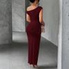 Women's Summer Fashion Color Sloping Shoulder Slim Fitting Date Party Dress