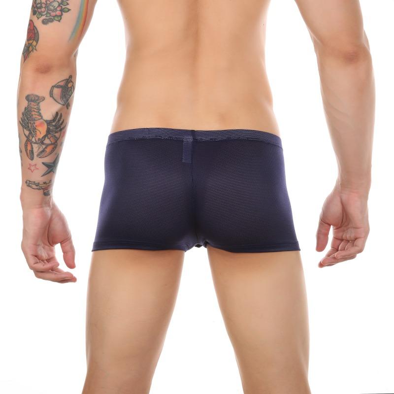 Men Boxers Briefs Fly Pouch Front Open Bulge Underwear Separated Pouch Trunks Mesh Breathable Panties Male Dual Pouch Underpant