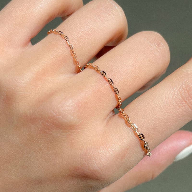 Own Keen Chain Ring (3-pun, 5-pun, 7-pun / 14k gold)