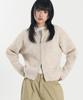 Toffee Women W Boucle Round Neck Knit Zip-Up (Light Beige)