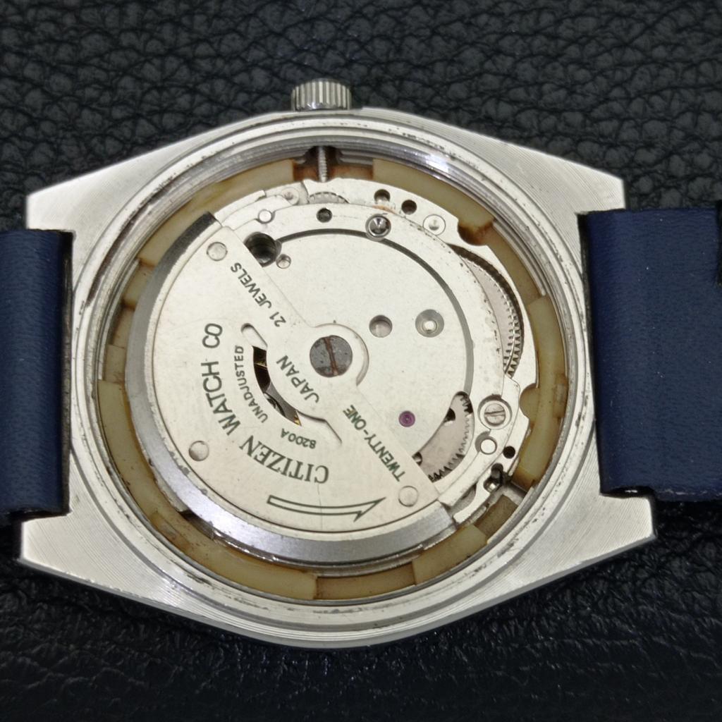 JAPAN VINTAGE CITIZEN AUTOMATIC 8200 MENS BLUE COLOR DIAL WATCH a500317-2 R151b-a500317