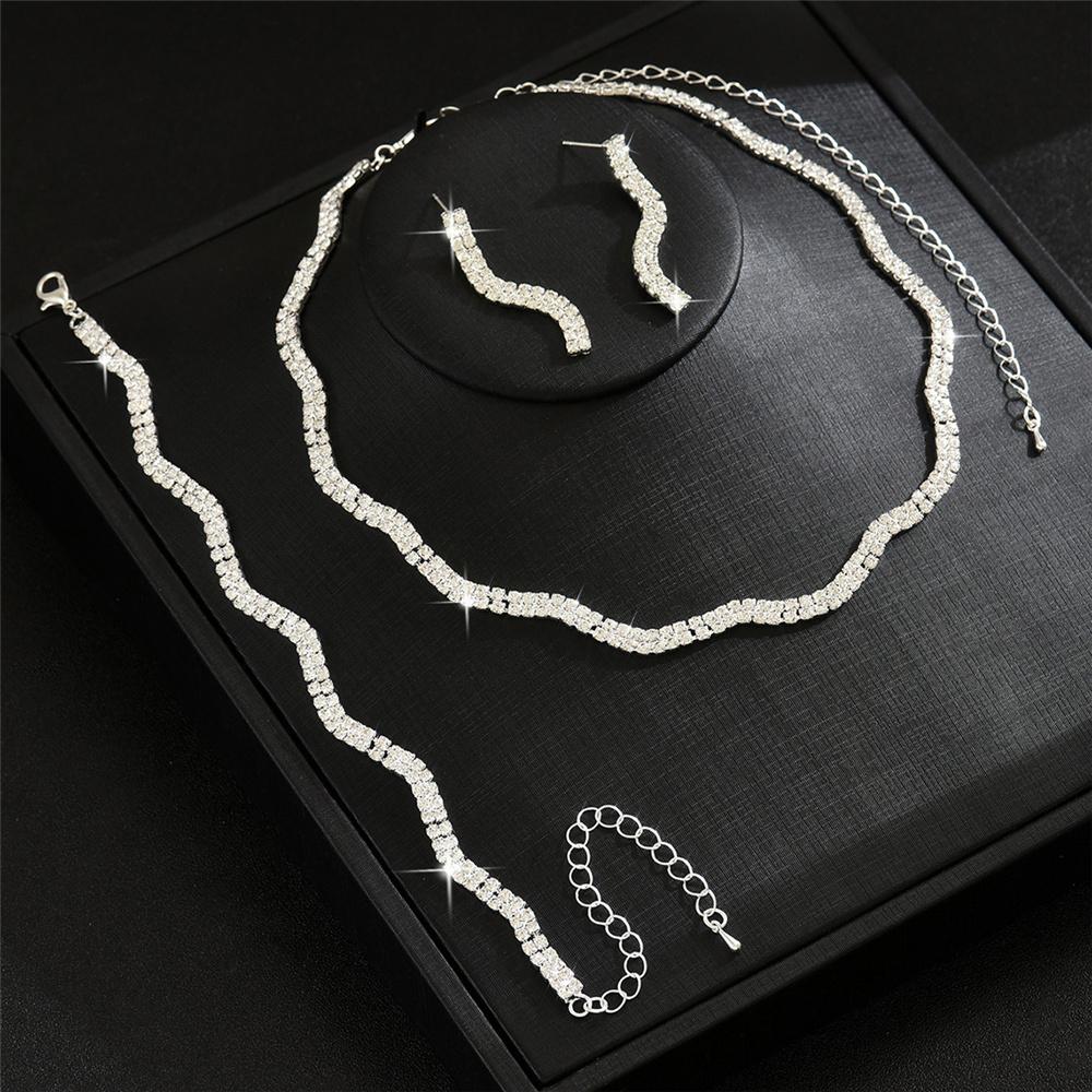 Luxury Female Women Black Earrings Necklace Wedding  Set