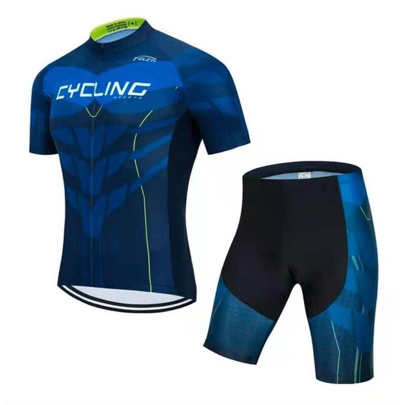Mens Quick-Dry Breathable Cycling Jersey Shorts Set Road Bike Riding