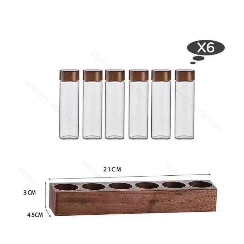

Airtight Sealed Glass 12Tubes Coffee Beans Storage Containers 20g Single Dose Aroma Valve with Coffee Bean Storage Wooden Holder