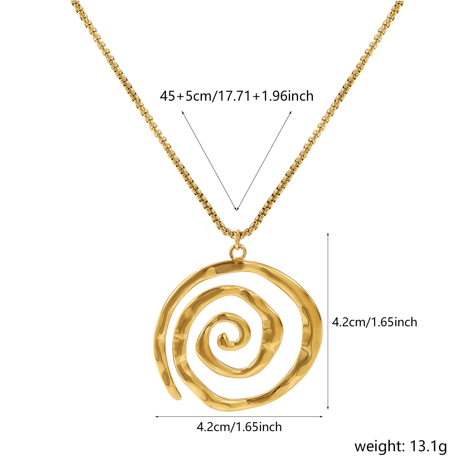 

304 Stainless Steel Hollow Spiral Pendant Charm Necklace 18K Gold Plated Box Chain 45cm(17.7 ) + 5cm(2 ) For Women Men Gift
