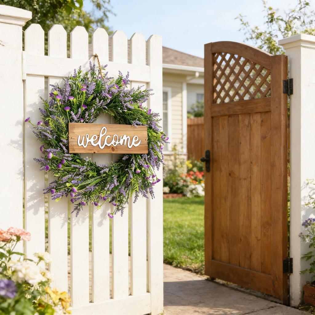 Kai Jin Lavender Letter Wreath for Indoor/Outdoor Door Decoration