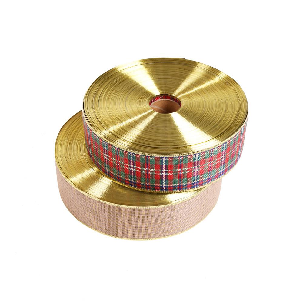 Charmant ruban décoratif rouge et doré pour l'emballage de cadeaux de Noël et les loisirs créatifs des fêtes